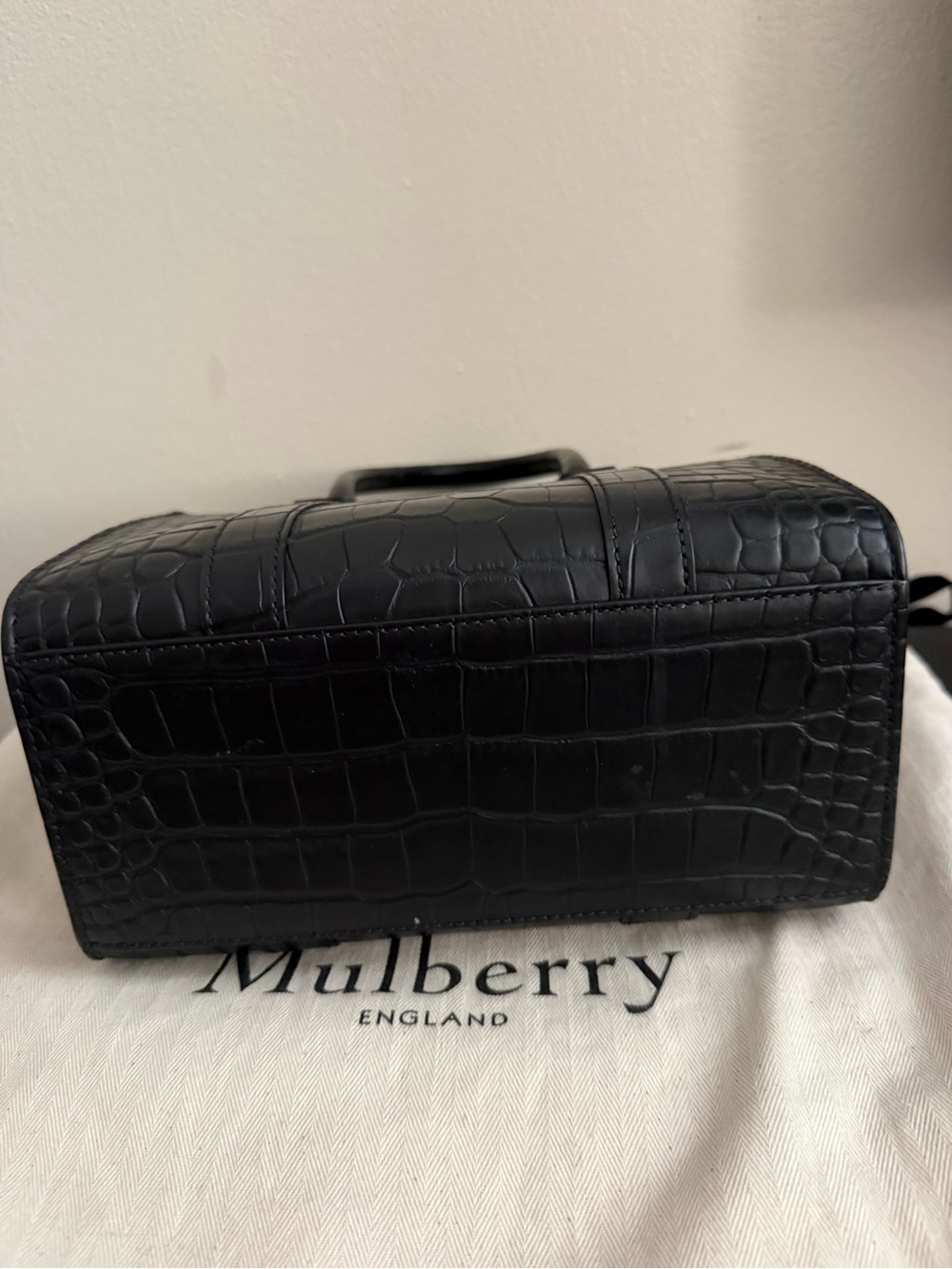 Mulberry Mini Zipped Bayswater Black Croc Leather Crossbody Bag - Picture 5 of 6